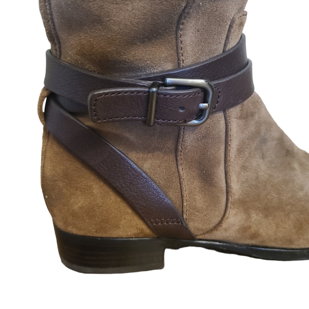 Via Spiga Prish suede riding boot, stacked heel, leather strap with buckle - Picture 5 of 10